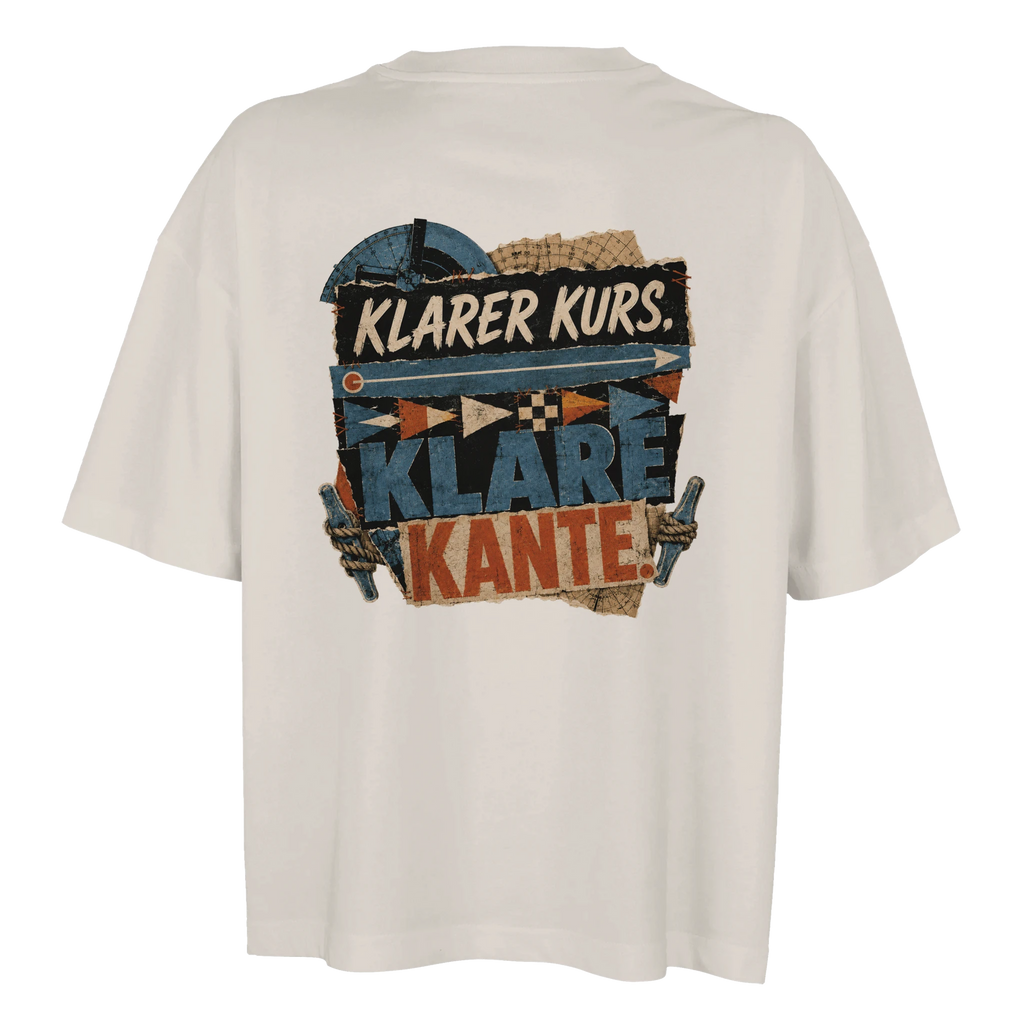Damen-T-Shirt in Weiß mit Motiv „Klarer Kurs. Klare Kante.“