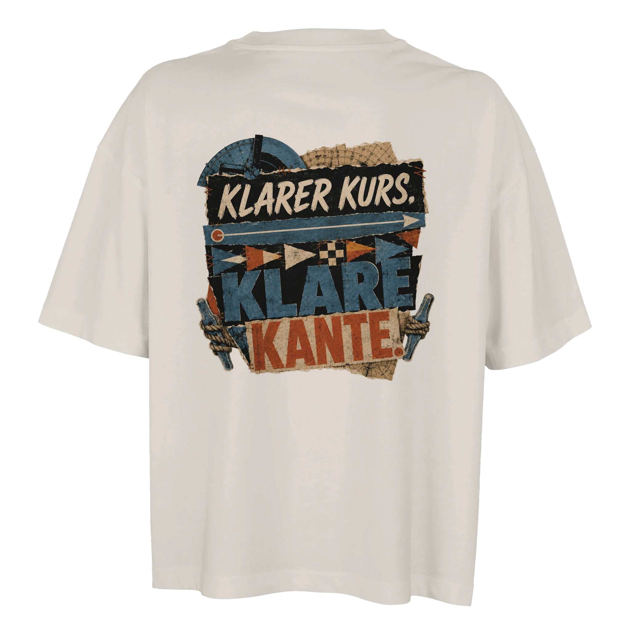 Damen-T-Shirt in Weiß mit Motiv „Klarer Kurs. Klare Kante.“