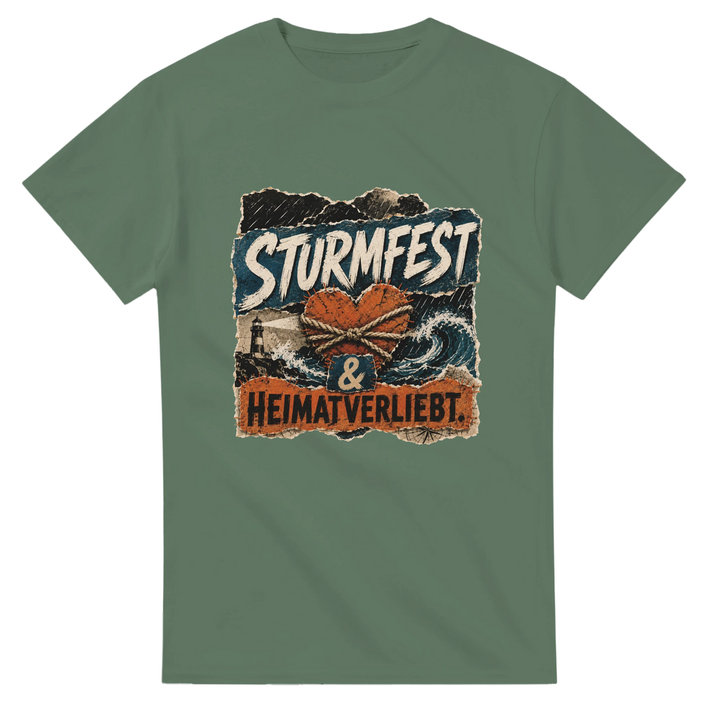 T-Shirt in Natur mit Motiv „Sturmfest & Heimatverliebt.“