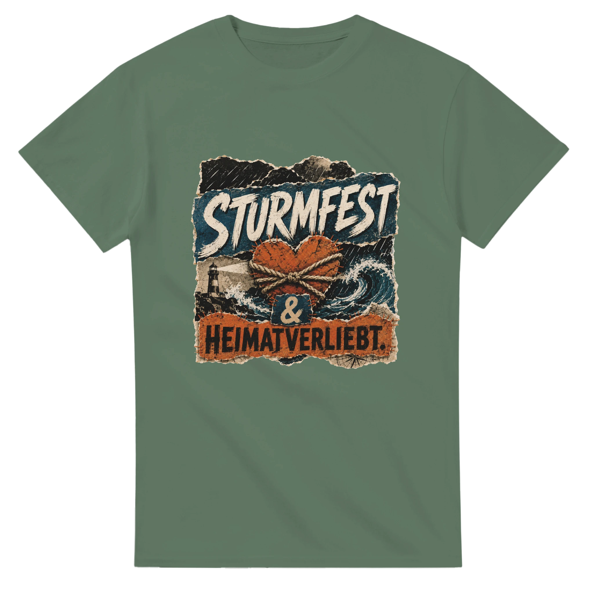 T-Shirt in Natur mit Motiv „Sturmfest & Heimatverliebt.“