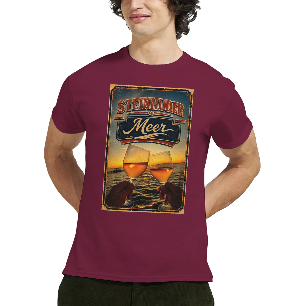 T-Shirt in Sand mit Motiv „Stößchen bei Sunset“
