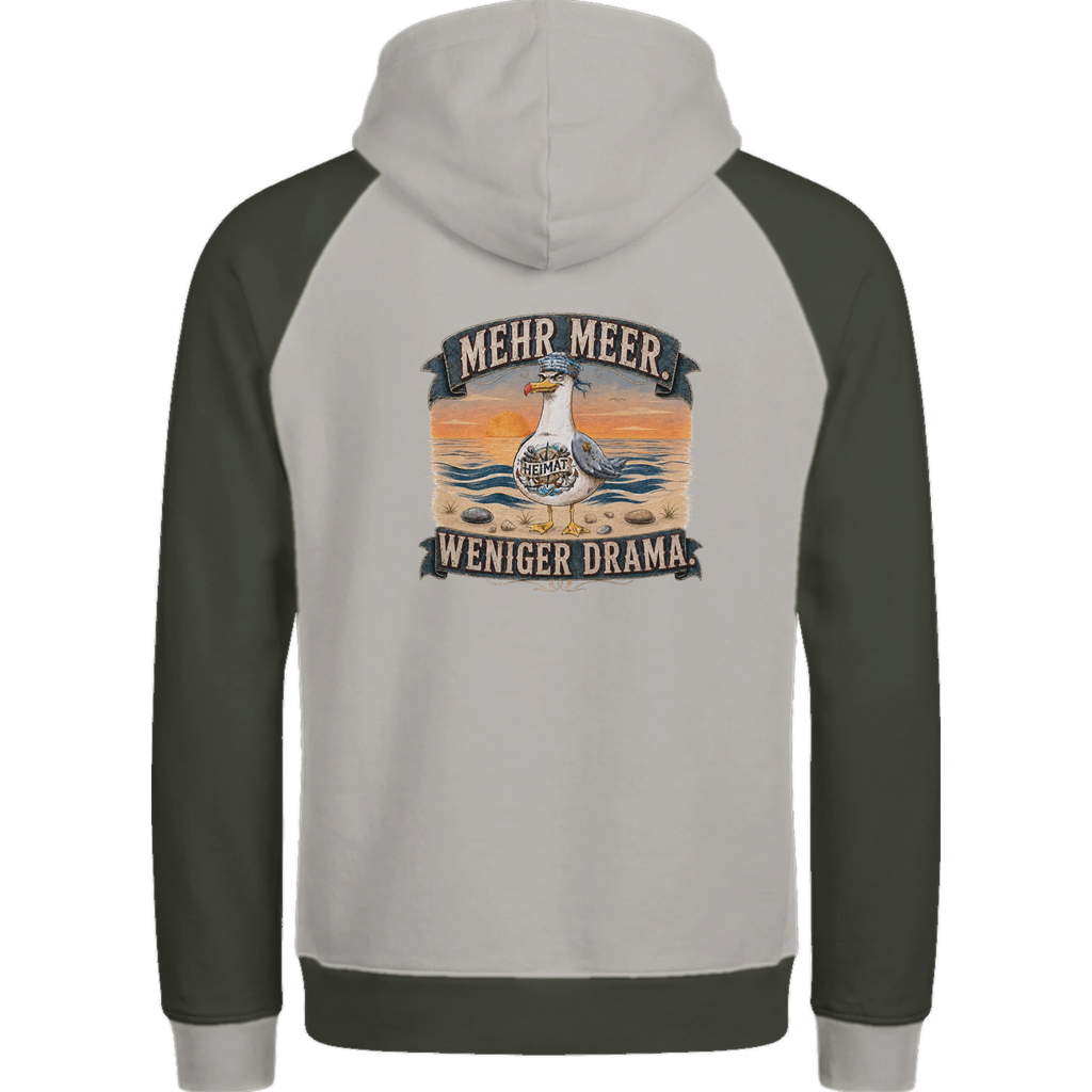 Hoodie in Ton mit Motiv „Mehr Meer. Weniger Drama.“