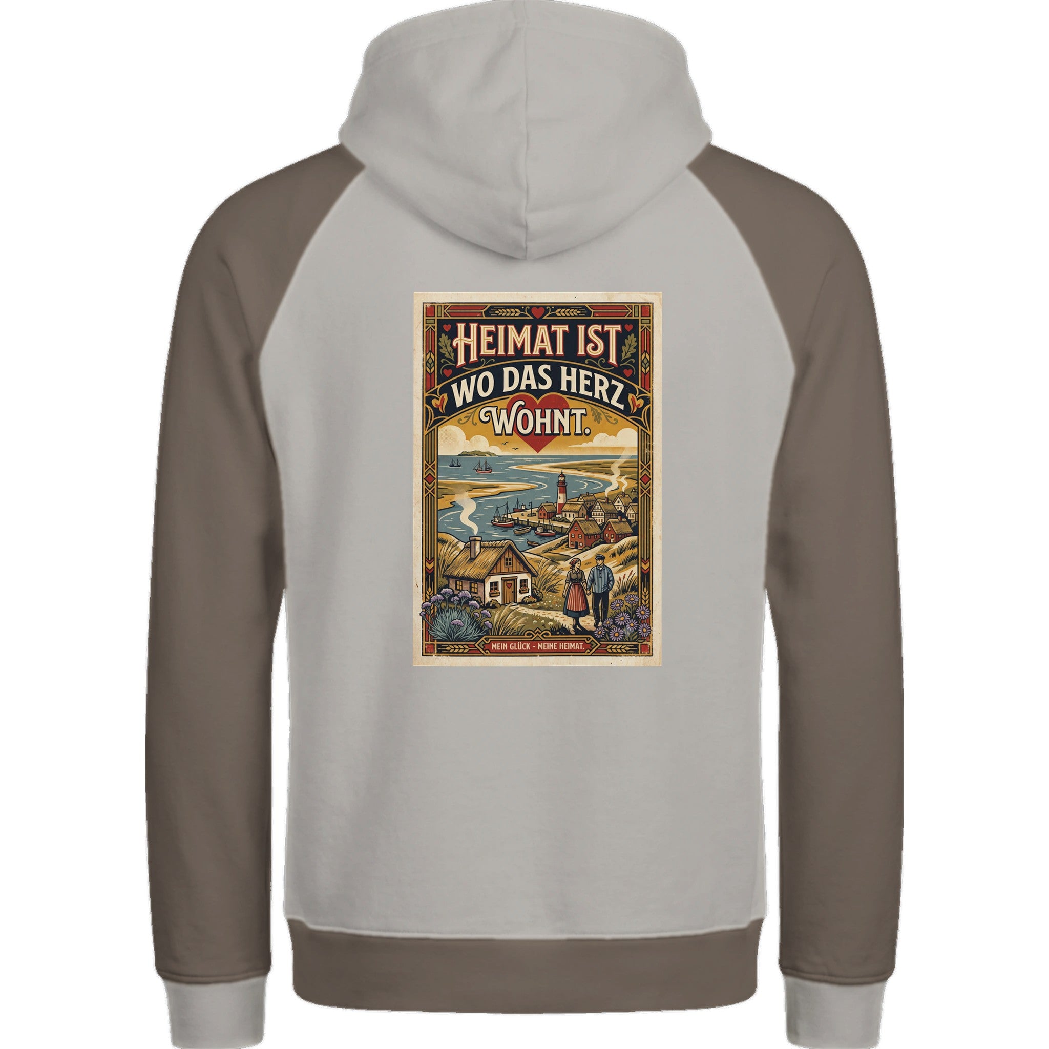 Hoodie in Ton mit Motiv „Heimat ist, wo das Herz wohnt“