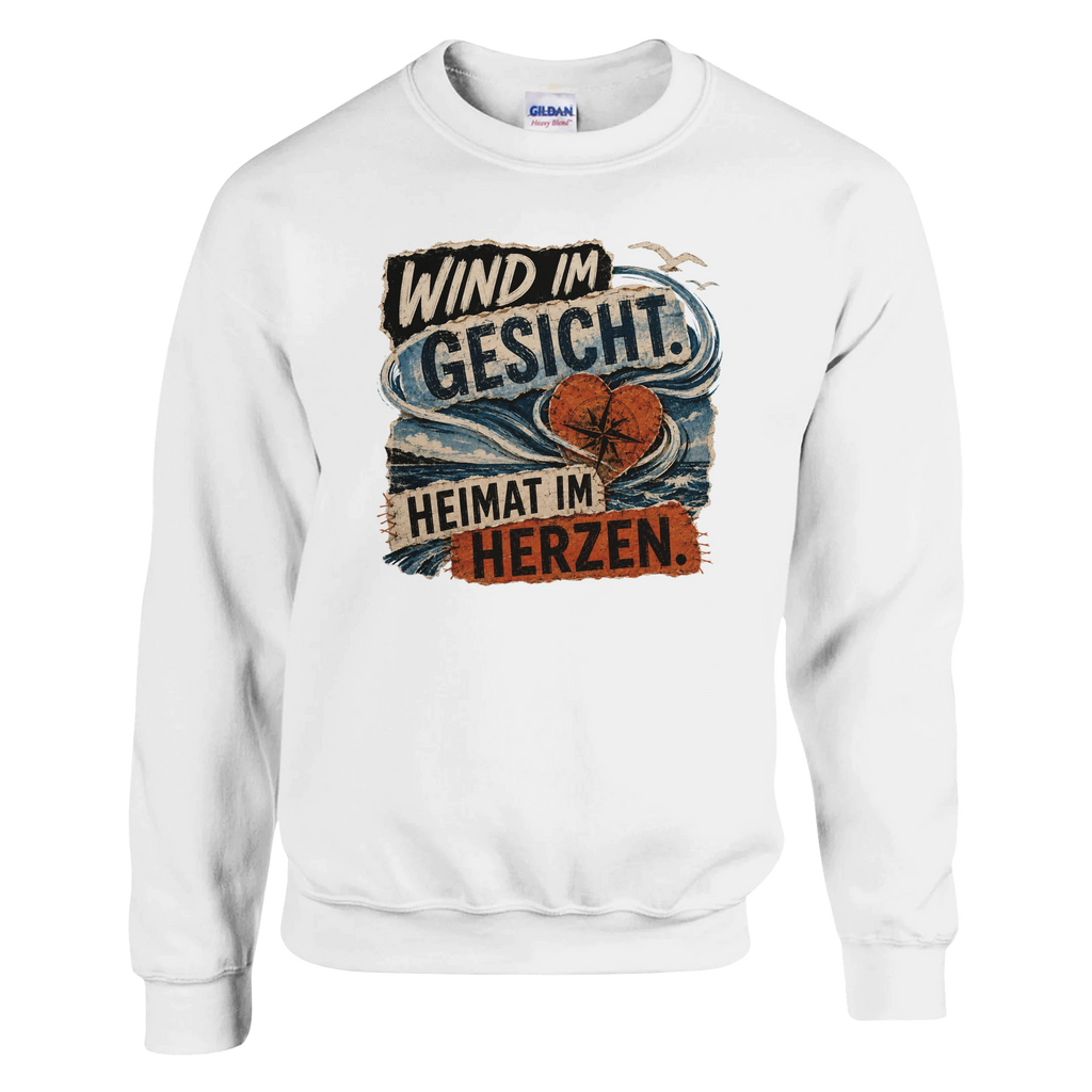 Pullover in Hellrosa mit Motiv „Wind im Gesicht. Heimat im Herzen.“