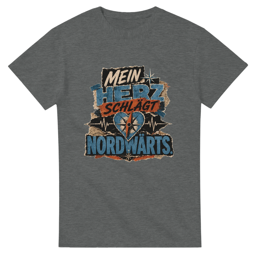 T-Shirt in Natur mit Motiv „Mein Herz schlägt NORDWÄRTS.“
