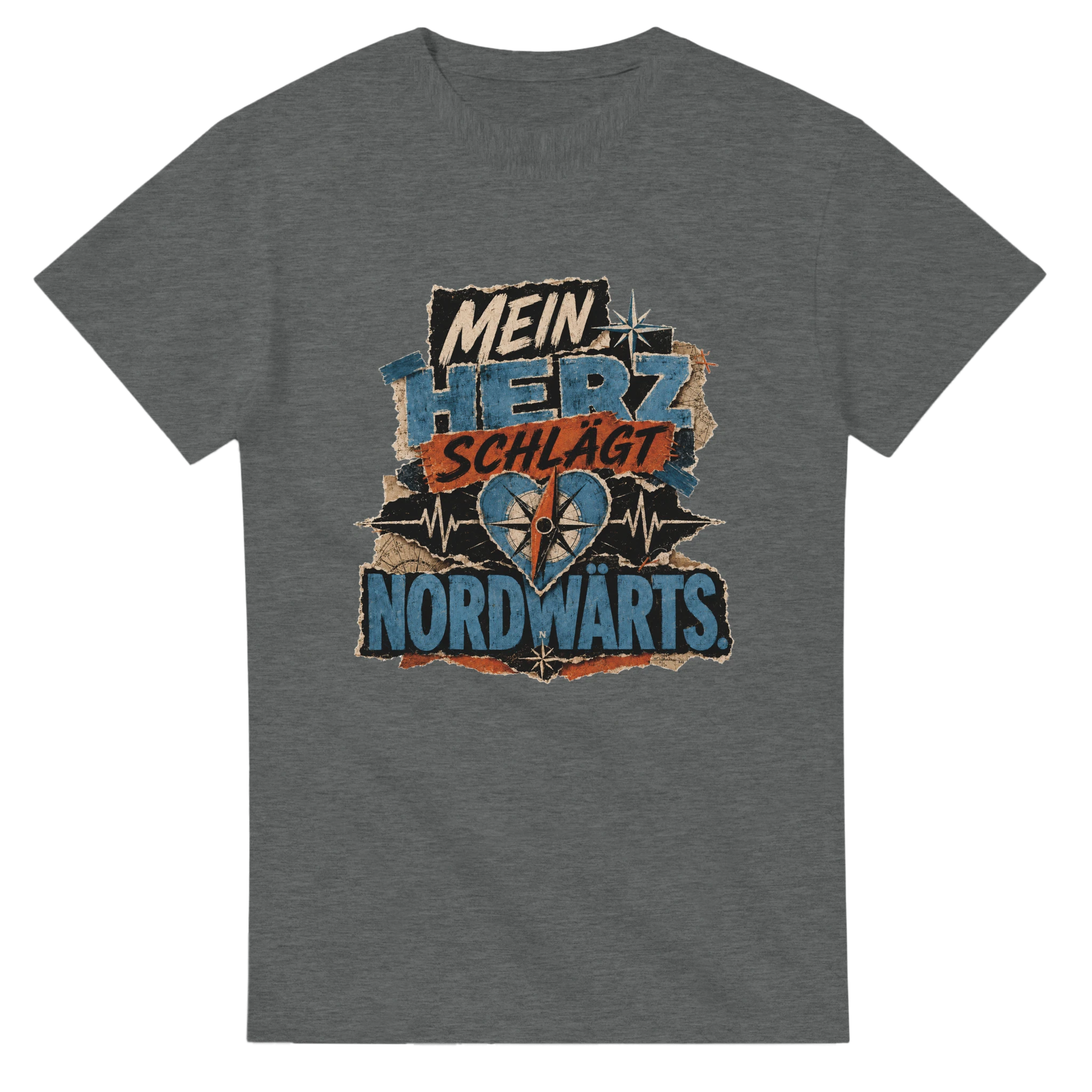 T-Shirt in Natur mit Motiv „Mein Herz schlägt NORDWÄRTS.“