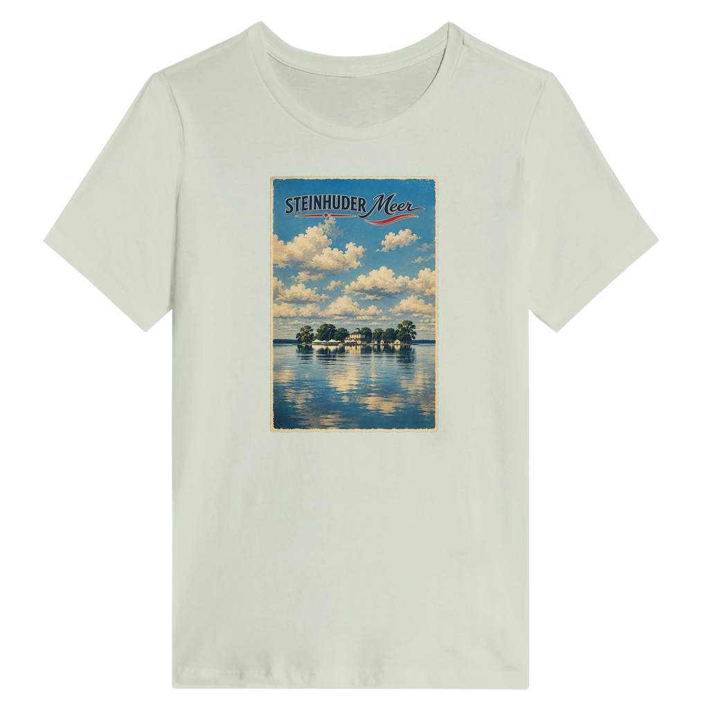 Damen-T-Shirt in Weiß mit Motiv „Wilhelmstein im Steinhuder Meer“