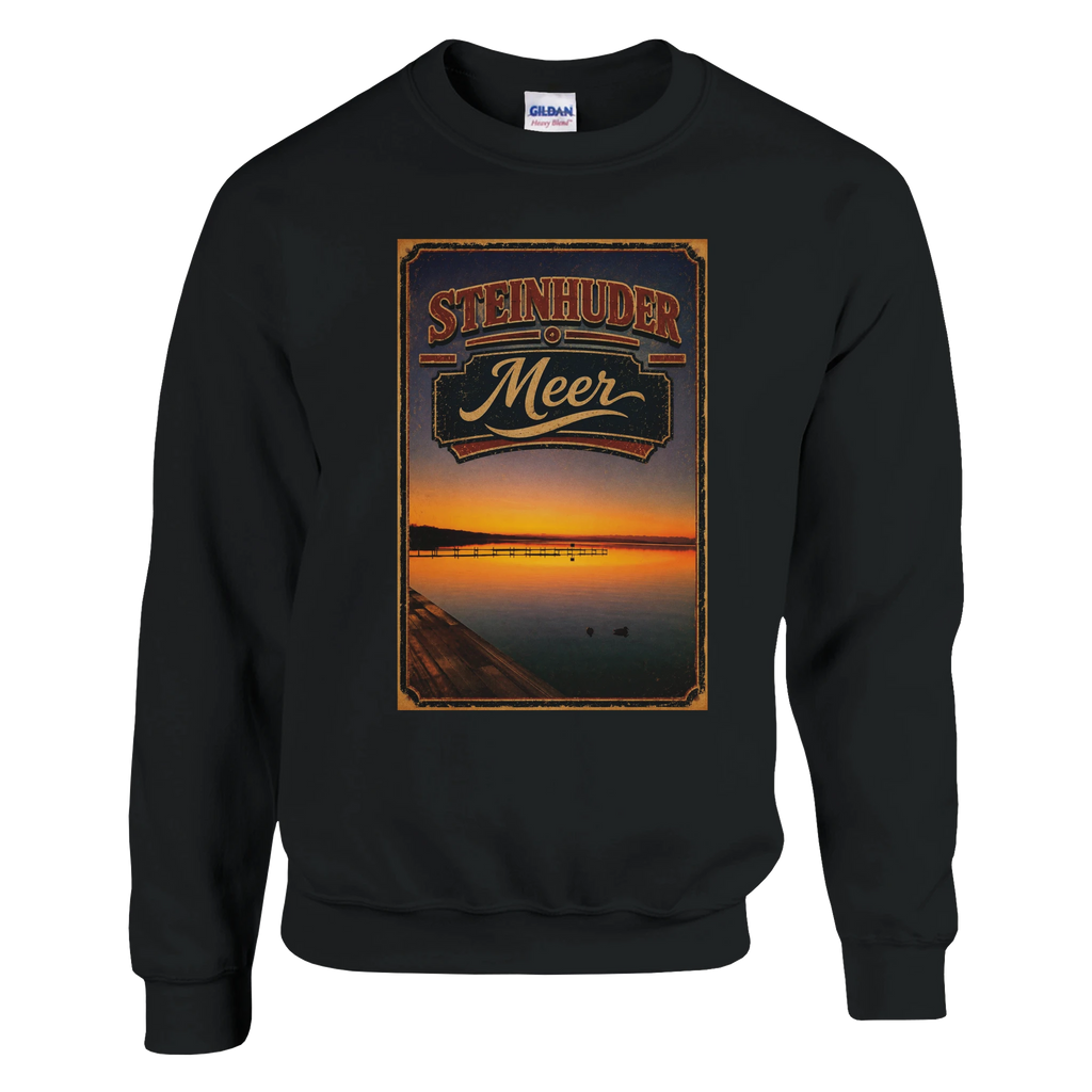 Pullover in Aschgrau mit Motiv „Steg an der Planke“