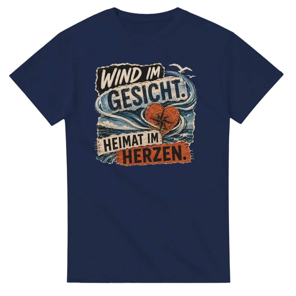 T-Shirt in Natur mit Motiv „Wind im Gesicht. Heimat im Herzen.“