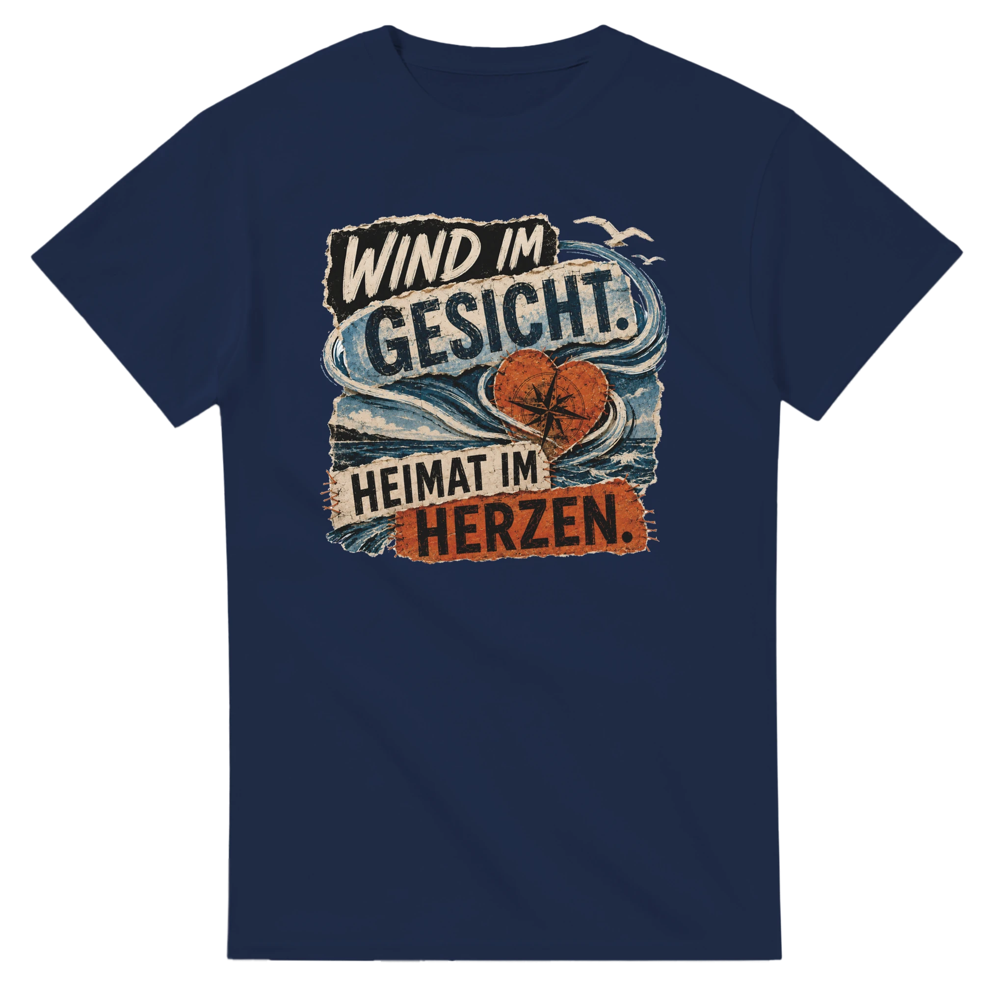 T-Shirt in Natur mit Motiv „Wind im Gesicht. Heimat im Herzen.“